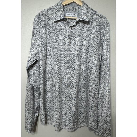 John Lennon Shirt Mens Size XL Geometric Button-Up Preppy Long Sleeve - Picture 2 of 9